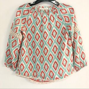 Copper Key Long Sleeve Printed Blouse